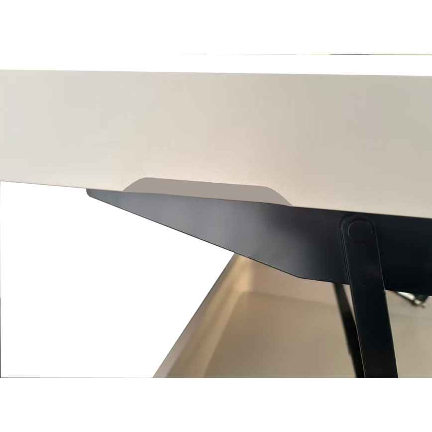 Table basse OASIS 75x75 cm, avec plateau relevable et étagère intégrée, crème/noir