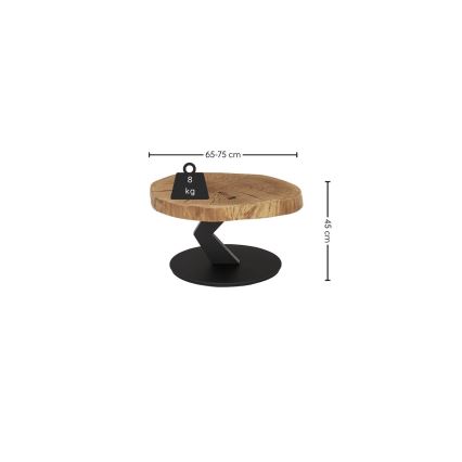 Table basse ODIN Ø 75 cm chêne/noir