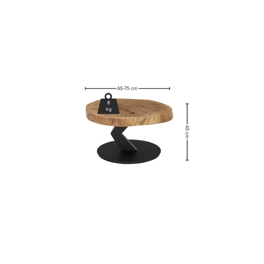Table basse ODIN Ø 75 cm chêne/noir
