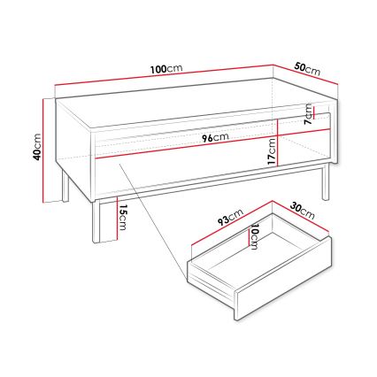Table basse OZMI 40x100 cm noire