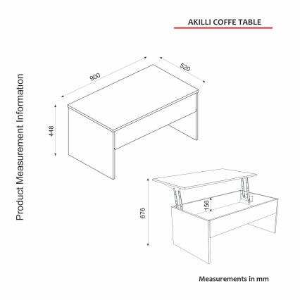 Table basse pliable AKILLI 44,8x90 cm blanche