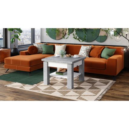 Table basse pliable avec couvercle relevable avec étagère CALEB gris/blanc
