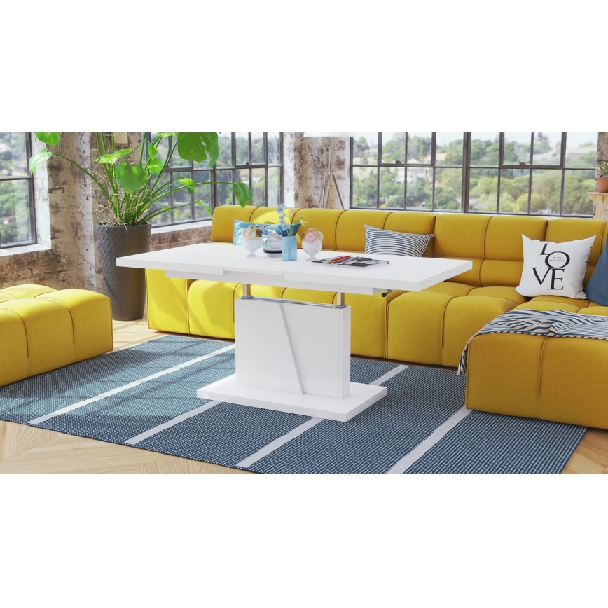 Table basse pliable avec couvercle relevable NINO blanc