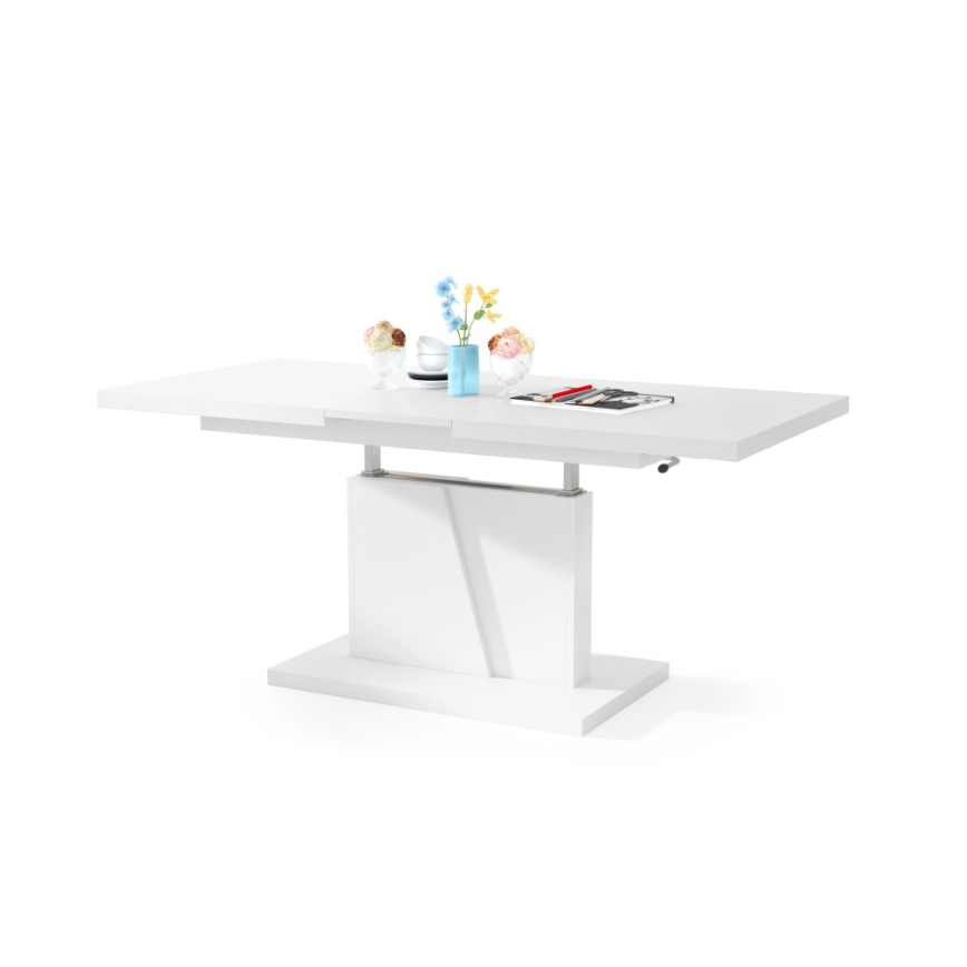 Table basse pliable avec couvercle relevable NINO blanc