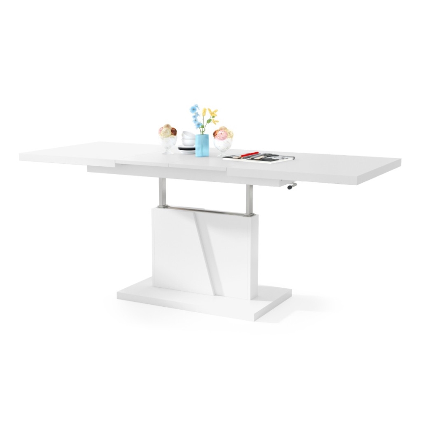 Table basse pliable avec couvercle relevable NINO blanc