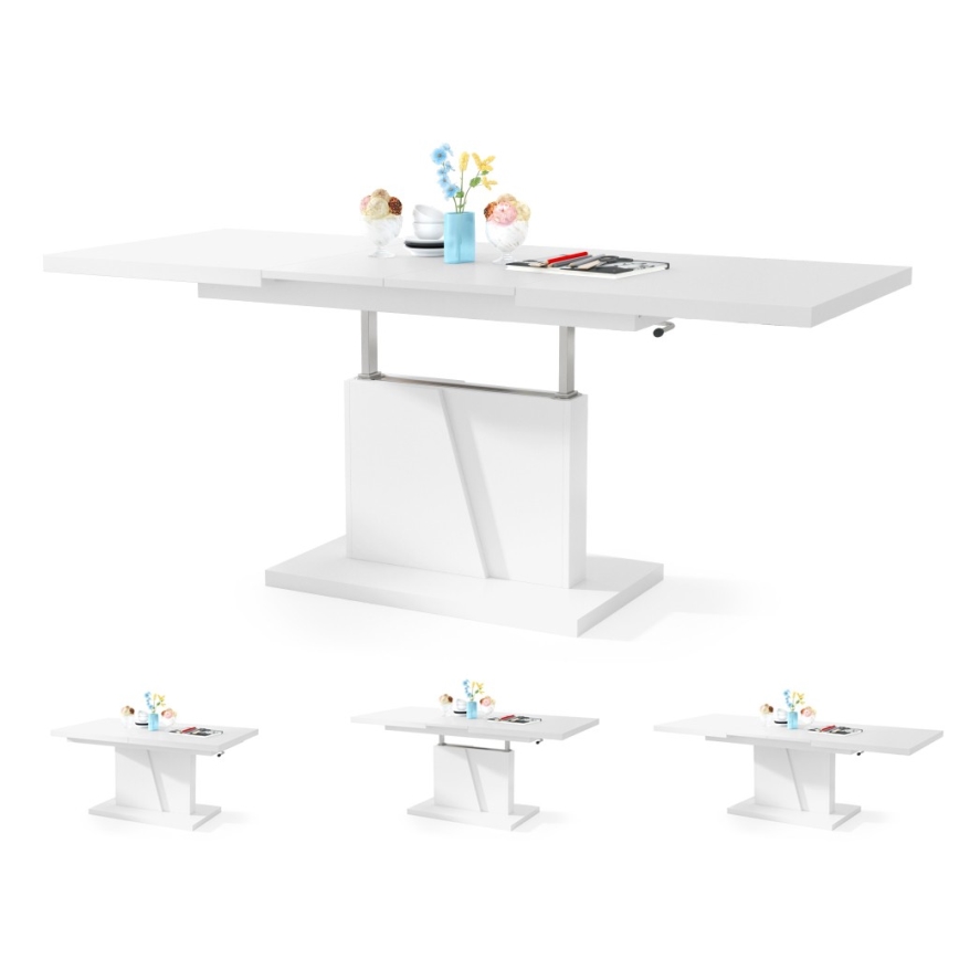 Table basse pliable avec couvercle relevable NINO blanc