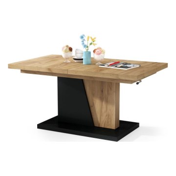Table basse pliable avec couvercle relevable NINO chêne/noir