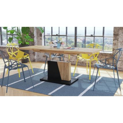 Table basse pliable avec couvercle relevable NINO chêne/noir