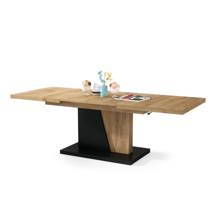 Table basse pliable avec couvercle relevable NINO chêne/noir