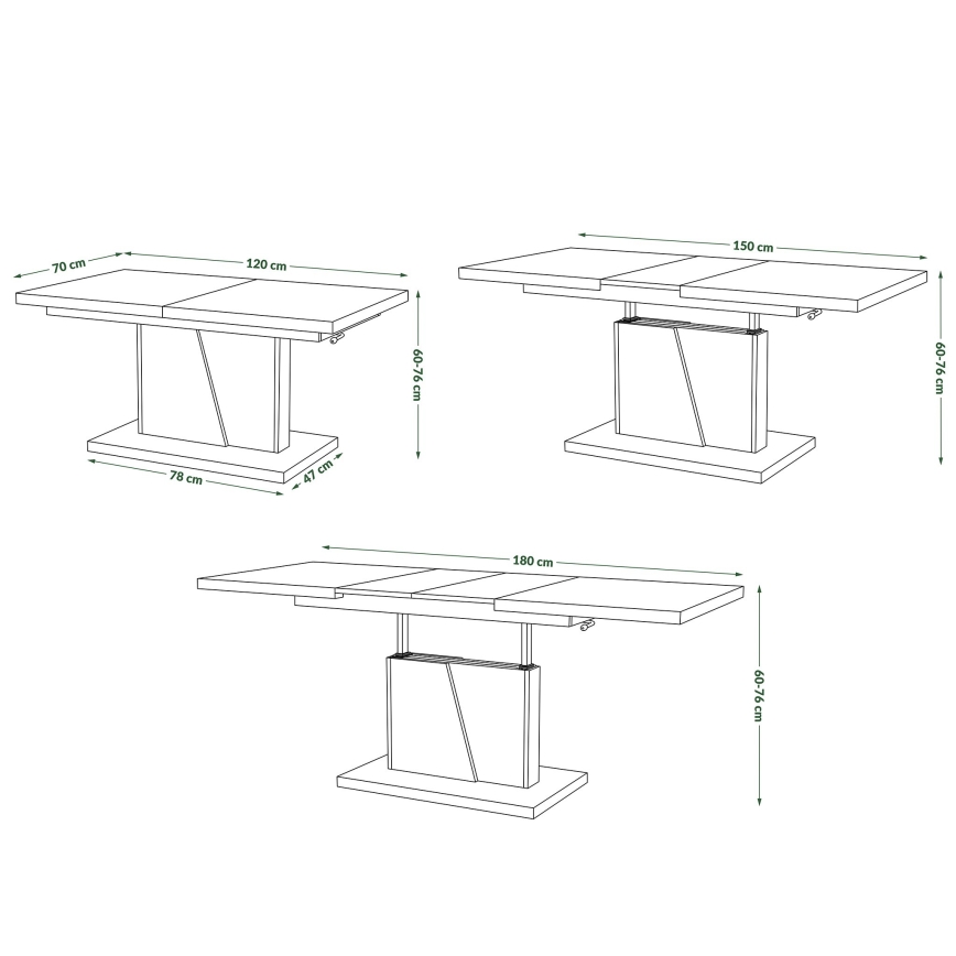 Table basse pliable avec couvercle relevable NINO chêne/noir