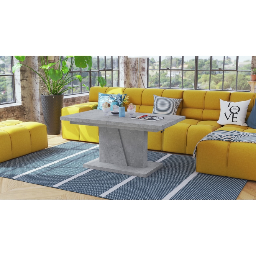 Table basse pliable avec couvercle relevable NINO gris