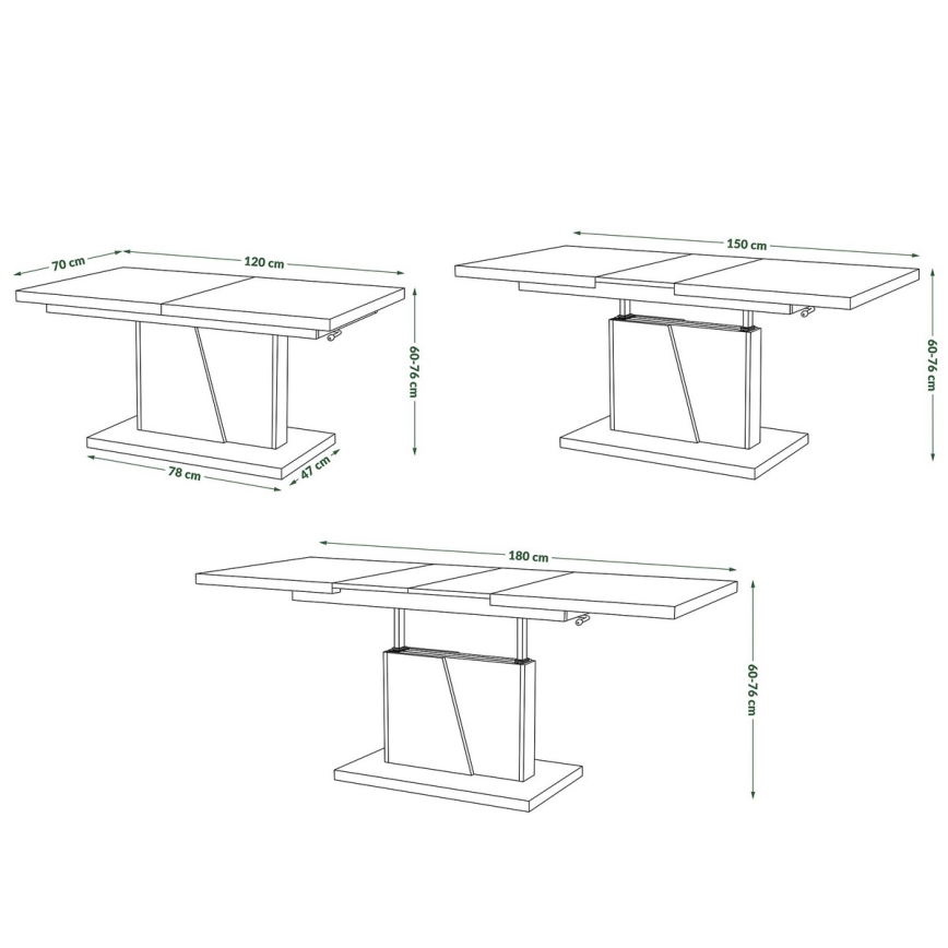 Table basse pliable avec couvercle relevable NINO gris