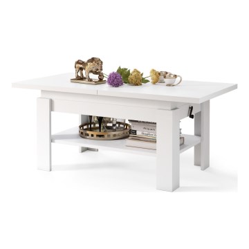 Table basse pliable avec couvercle relevable ROY blanc