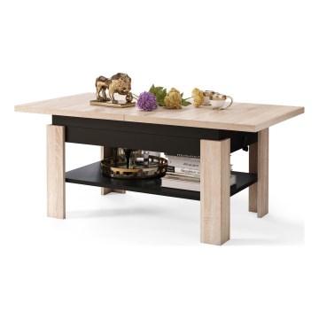 Table basse pliable avec couvercle relevable ROY chêne/noir