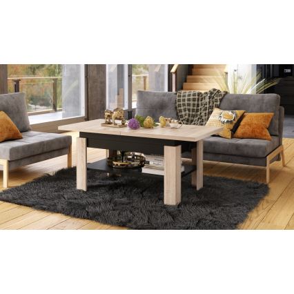 Table basse pliable avec couvercle relevable ROY chêne/noir