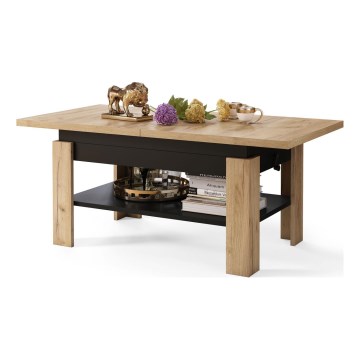 Table basse pliable avec couvercle relevable ROY chêne sonoma/noir