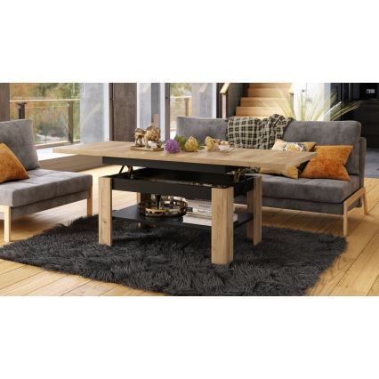 Table basse pliable avec couvercle relevable ROY chêne sonoma/noir