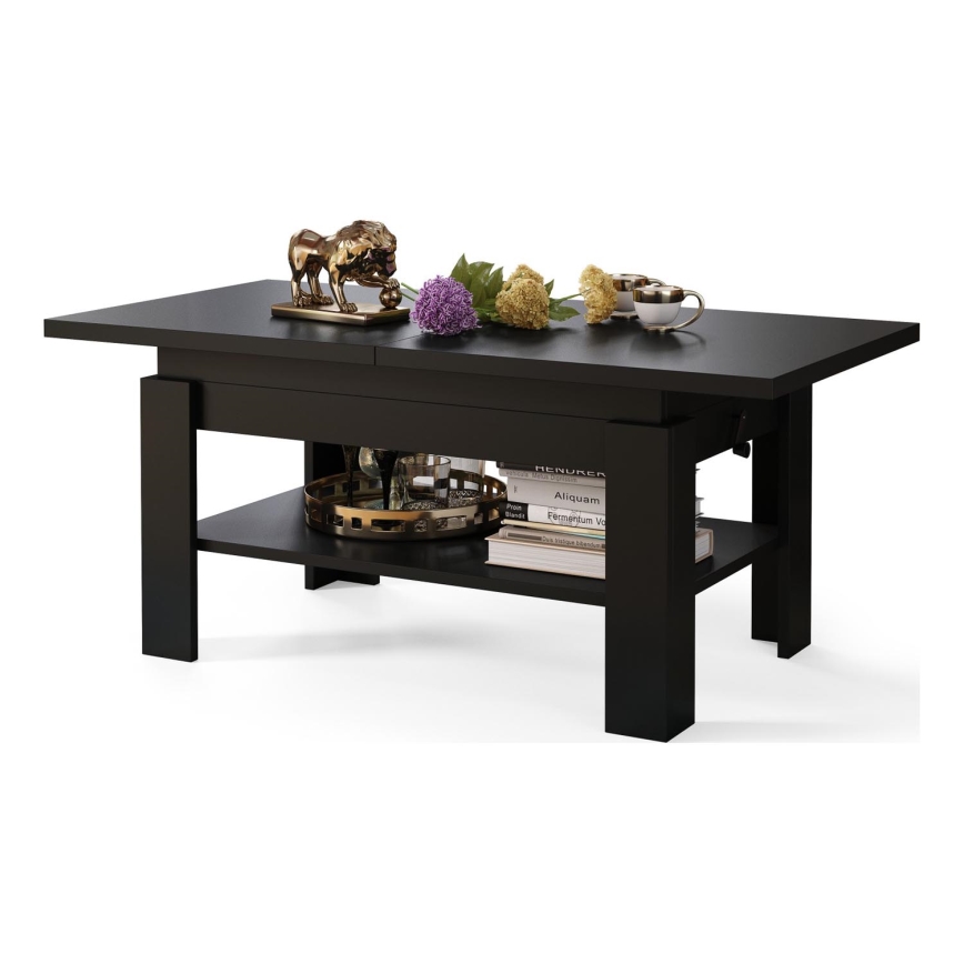 Table basse pliable avec couvercle relevable ROY noir