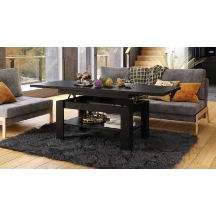 Table basse pliable avec couvercle relevable ROY noir