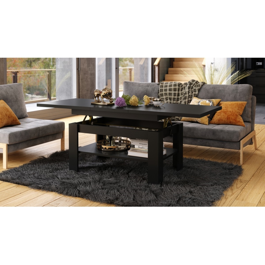 Table basse pliable avec couvercle relevable ROY noir