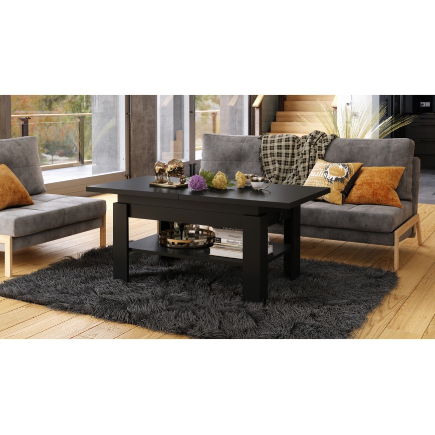 Table basse pliable avec couvercle relevable ROY noir