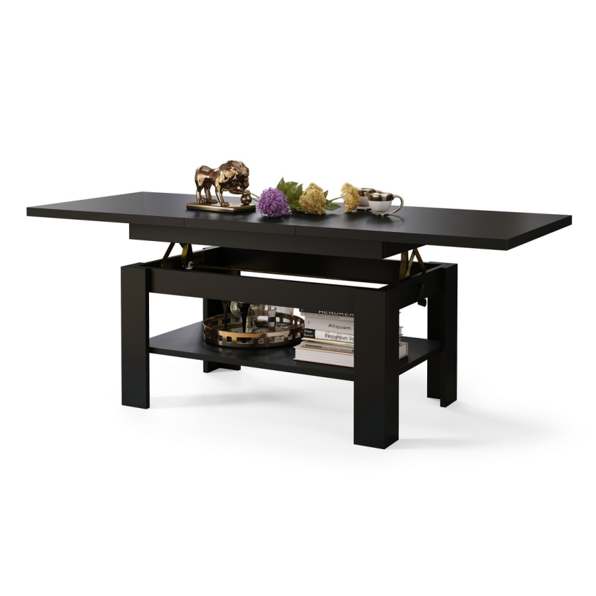 Table basse pliable avec couvercle relevable ROY noir
