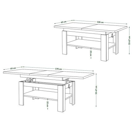 Table basse pliable avec couvercle relevable ROY noir