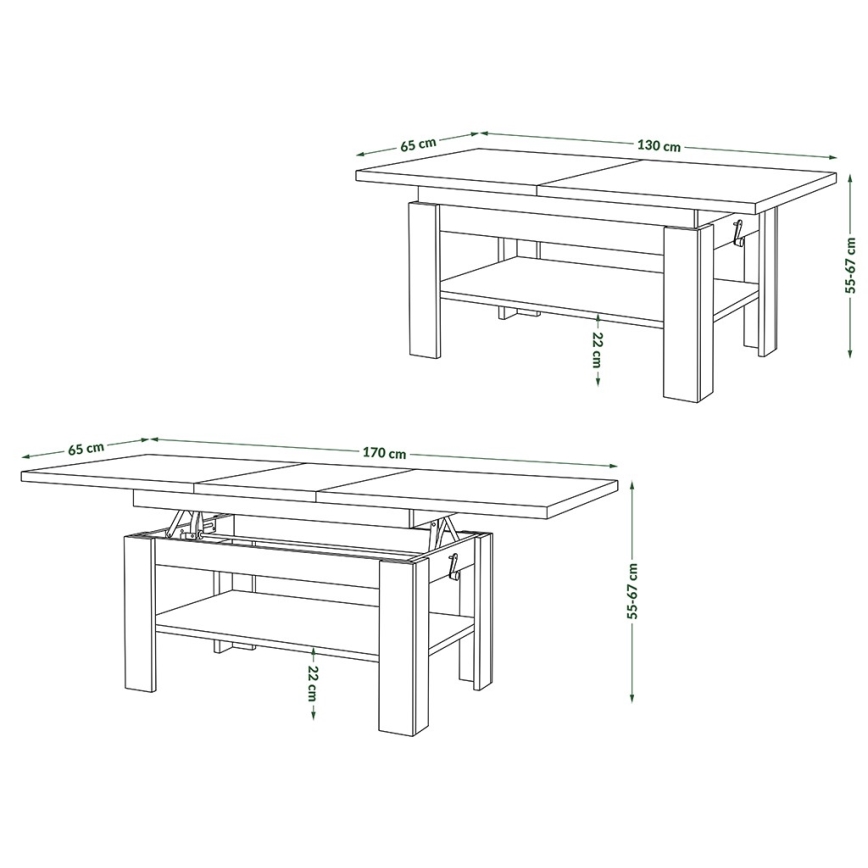 Table basse pliable avec couvercle relevable ROY noir