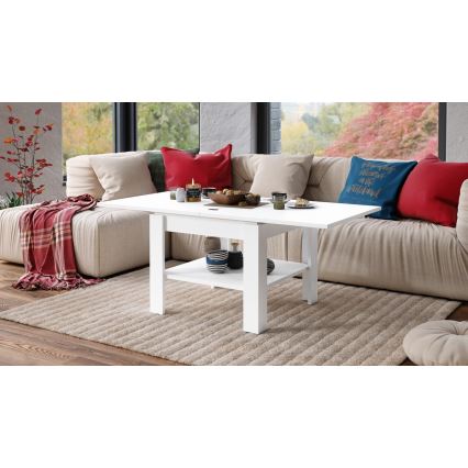 Table basse pliable avec étagère LIA blanc