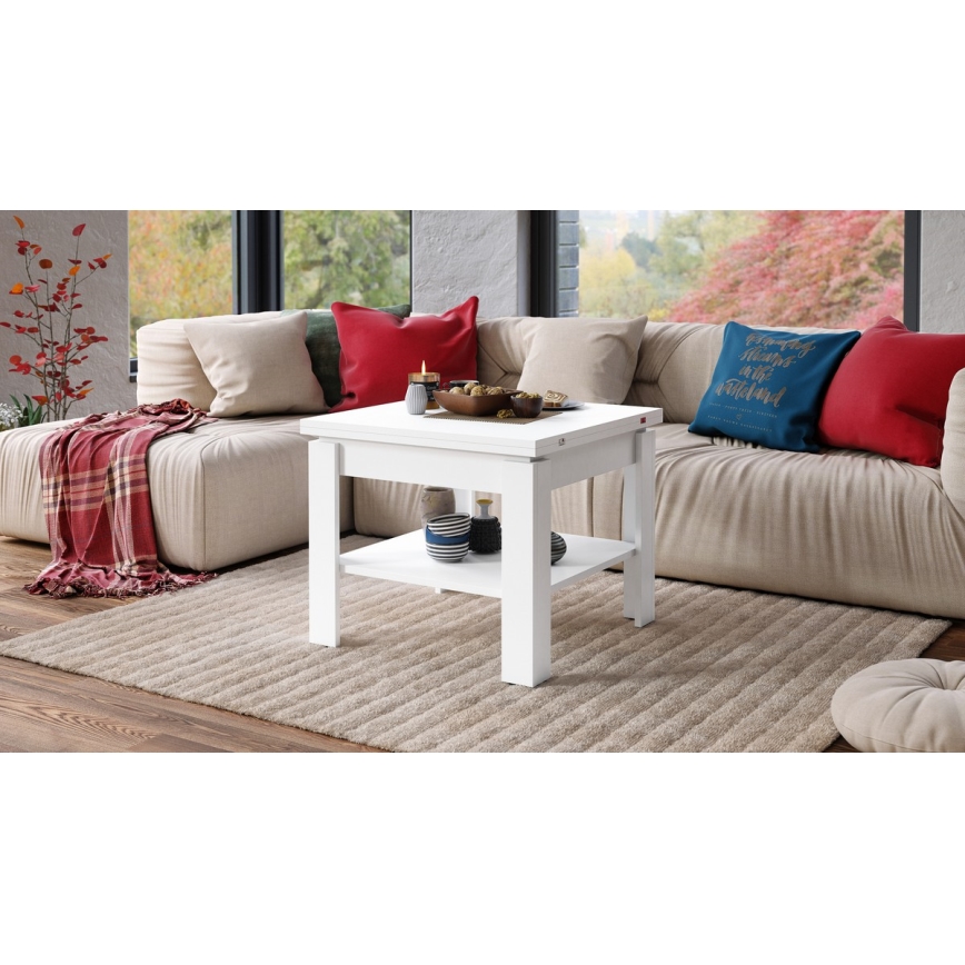 Table basse pliable avec étagère LIA blanc