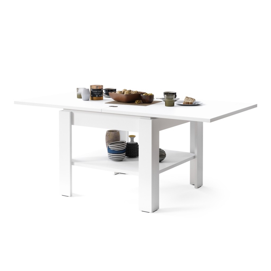 Table basse pliable avec étagère LIA blanc