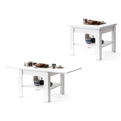 Table basse pliable avec étagère LIA blanc