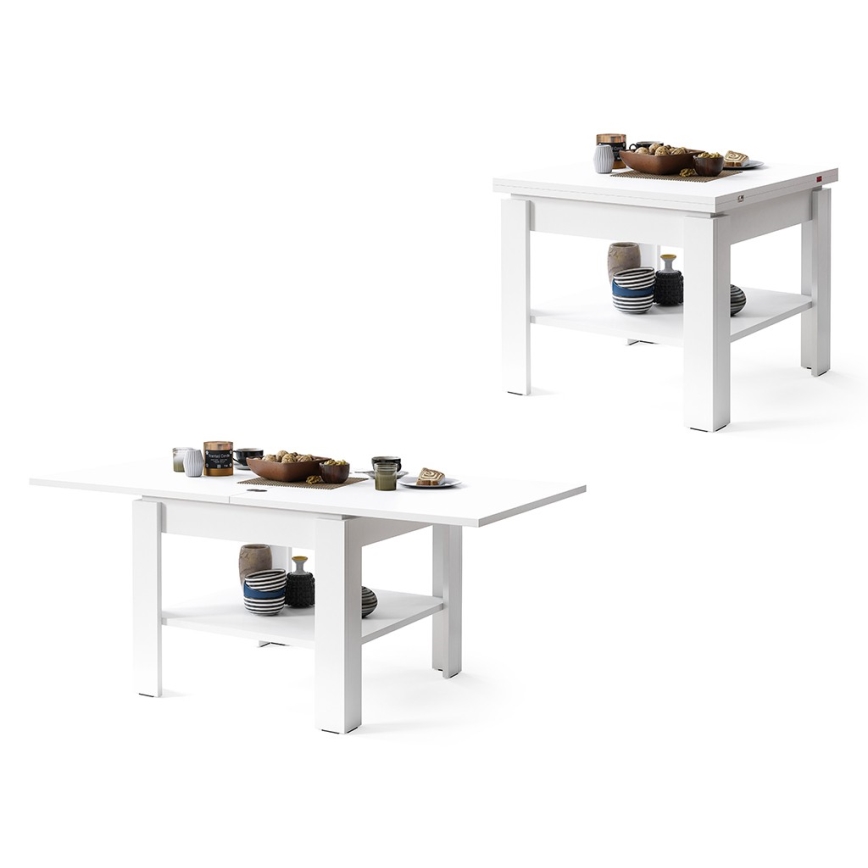 Table basse pliable avec étagère LIA blanc