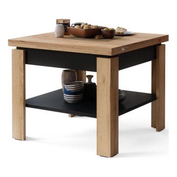 Table basse pliable avec étagère LIA chêne/noir