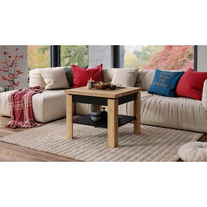Table basse pliable avec étagère LIA chêne/noir