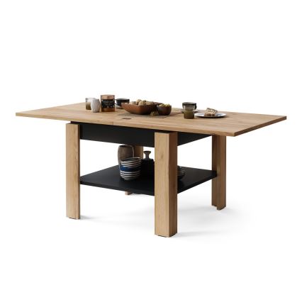 Table basse pliable avec étagère LIA chêne/noir