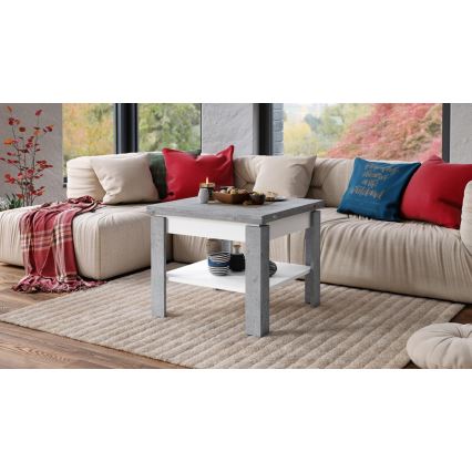 Table basse pliable avec étagère LIA gris/blanc