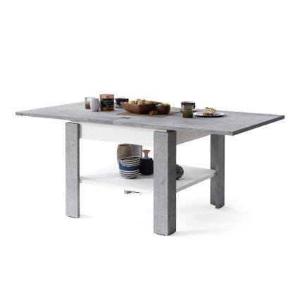 Table basse pliable avec étagère LIA gris/blanc