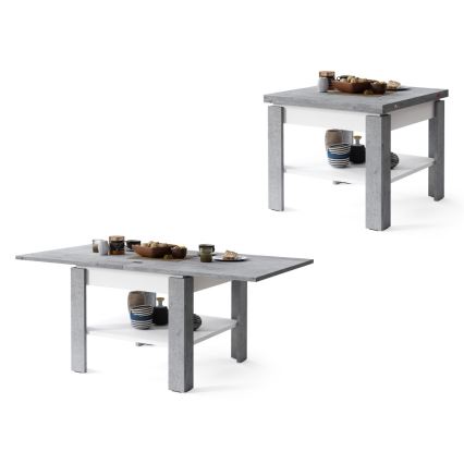 Table basse pliable avec étagère LIA gris/blanc