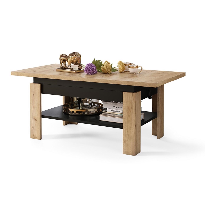 Table basse pliable avec plateau relevable ROY chêne sonoma/noir