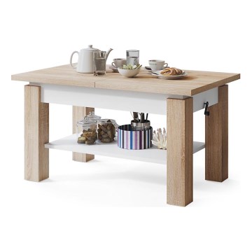 Table basse pliable avec une étagère ADONIS chêne sonoma/blanc