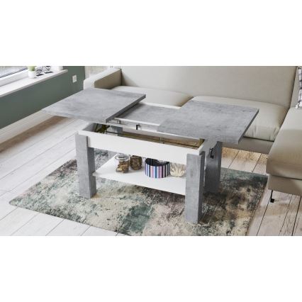 Table basse pliable avec une étagère ADONIS gris/blanc