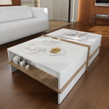 Table basse PLUS 35x90 cm marron/blanche
