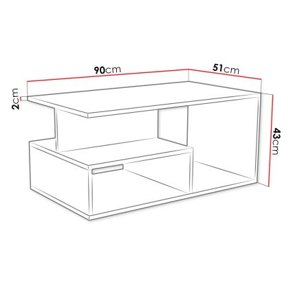 Table basse PRIMA 43x90 cm blanc