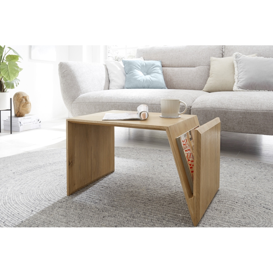 Table basse PRISM 60 × 40 cm — réglable verticalement et horizontalement, chêne