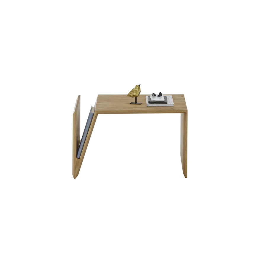 Table basse PRISM 60 × 40 cm — réglable verticalement et horizontalement, chêne
