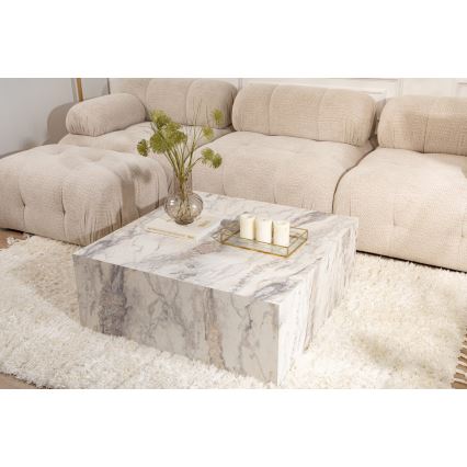 Table basse PRIZMA 35x90 cm décor en marbre