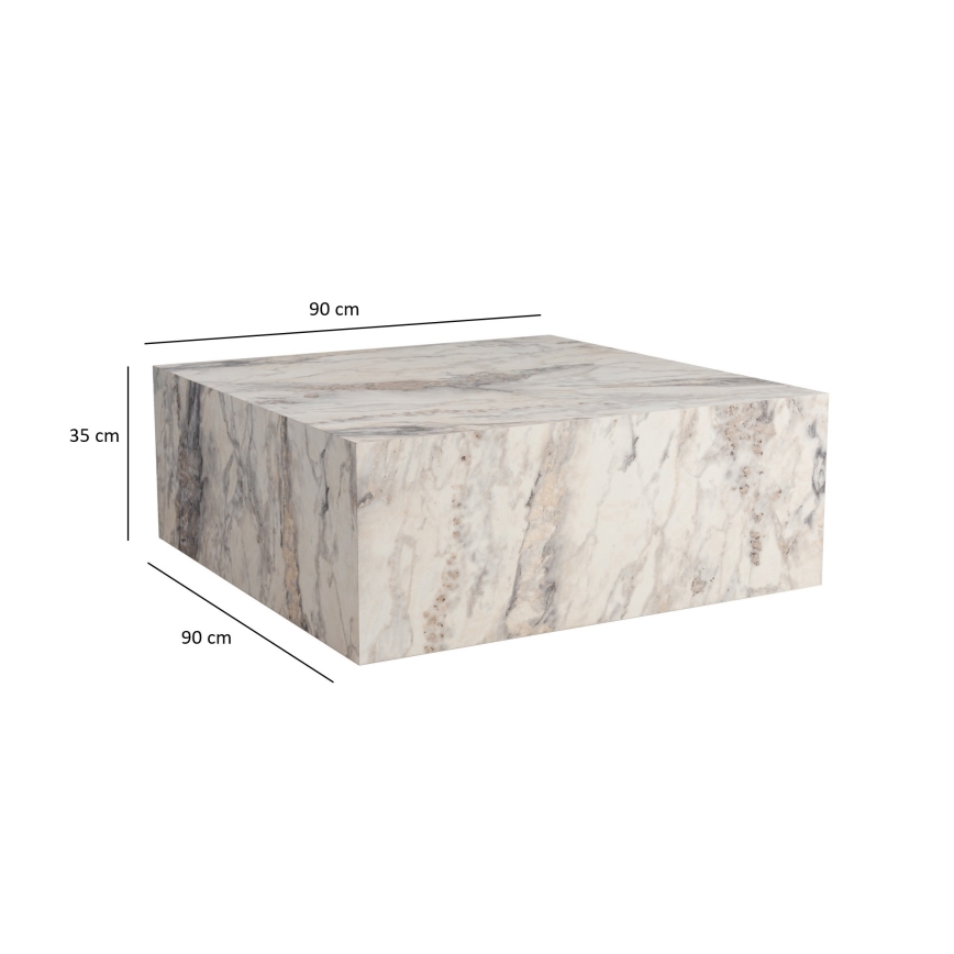 Table basse PRIZMA 35x90 cm décor en marbre