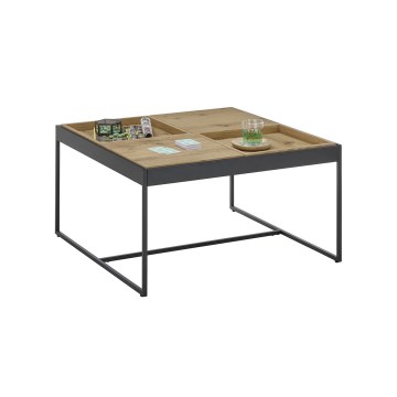 Table basse PULSE 83x83 cm chêne/noir