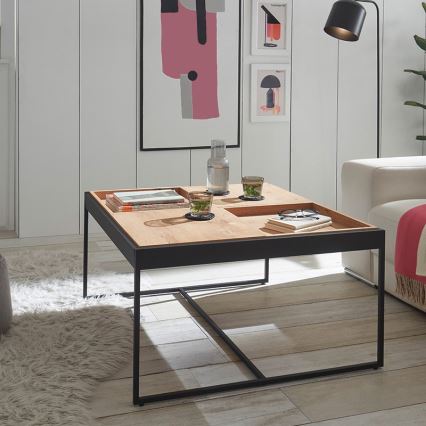 Table basse PULSE 83x83 cm chêne/noir